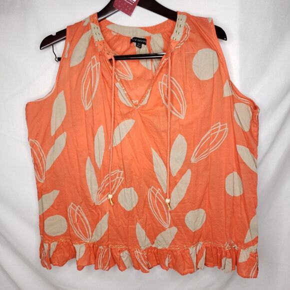 Lane Bryant Ruffle Tank Top Plus 18 Orange Tan - Picture 1 of 7